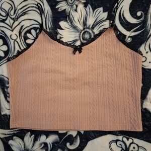 Pink Lace Trim Women's Top